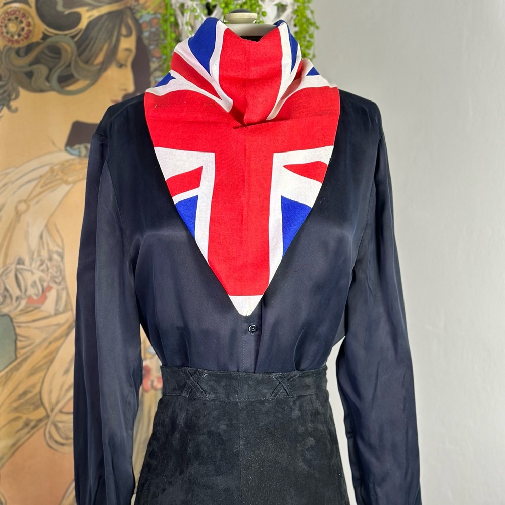 Vintage Made In The UK Cotton‎ United Kingdom British Flag Scarf